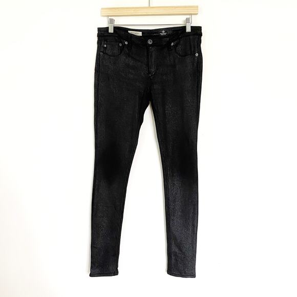 AG Adriano Goldschmied The Legging Super Skinny Silver Glitter Pants 30 - Picture 1 of 8
